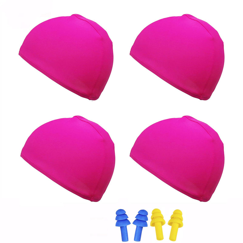Leshang 4 Pack Solid Swim Caps, High Elasticity Swimming Caps, Woman Girls Men Kids One Size Swim Hats Pink Adult - BeesActive Australia