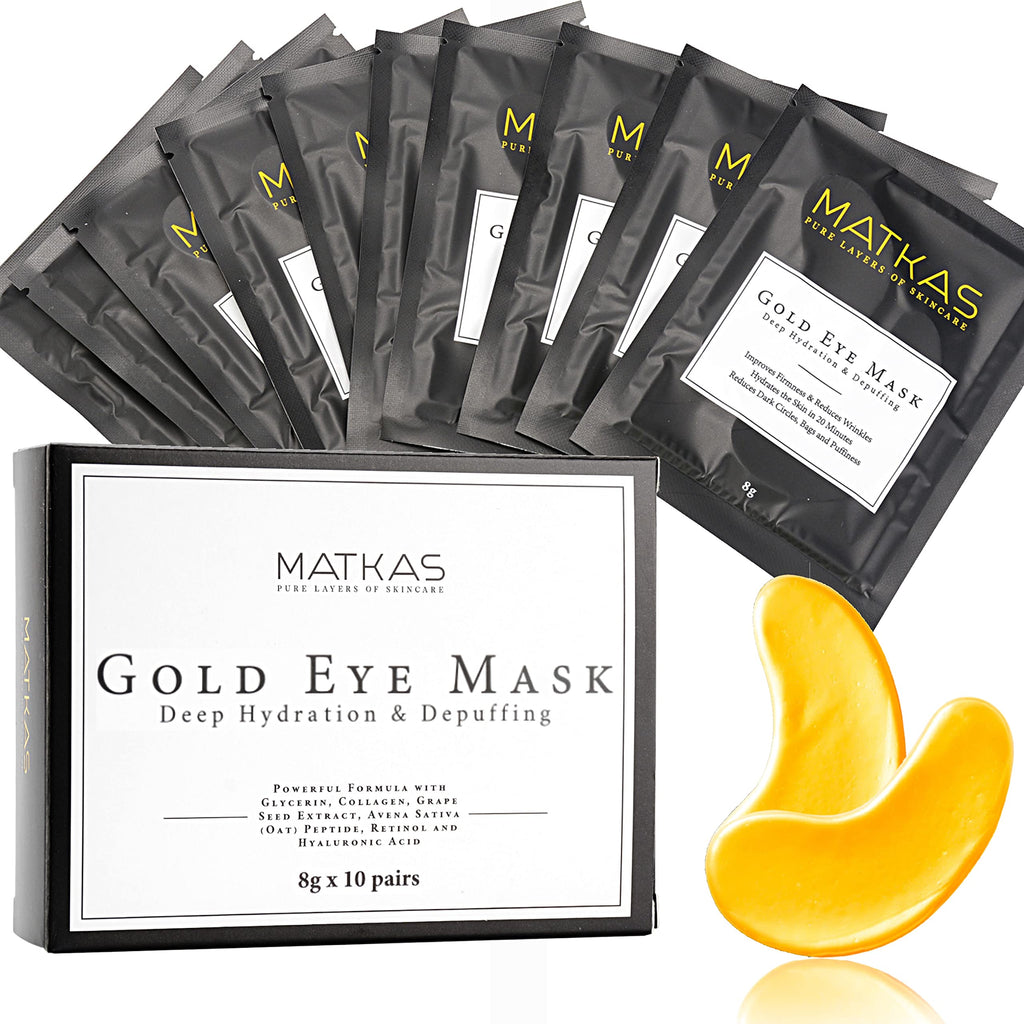 MATKAS Gold Under Eye Patches - 0.3% Pure Retinol + Hyaluronic Acid + Collagen for Dark Circles, Wrinkles, and Puffy Eyes, Under Eye Mask Puffiness Treatment for Women, Under Eye Gel Pads, Bag Patch - BeesActive Australia