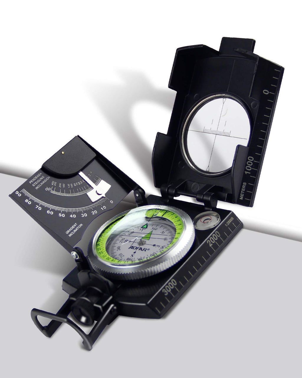 AOFAR Military Compass AF-4074 Camo for Hiking,Lensatic Sighting Waterproof,Durable,Inclinometer for Camping,Boy Scount,Geology Activities Boating Black - BeesActive Australia