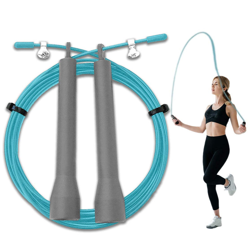 Aduro Sport Cable Jumping Rope for Workout Adjustable Skipping Rope for Exercise Tangle-Free Speed Fitness Jump Rope Teal - BeesActive Australia