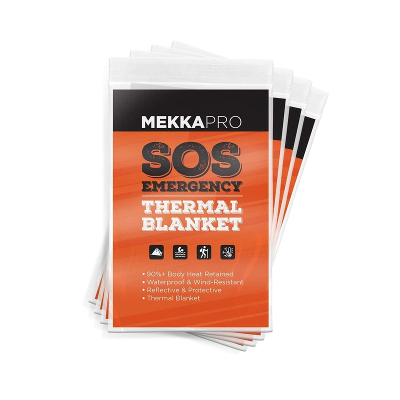 MEKKAPRO Emergency Mylar Thermal Blankets (4-Pack), Pocket Sized for Emergencies, Camping, Outdoors, Hiking, Survival, First Aid (Gold) Gold - BeesActive Australia