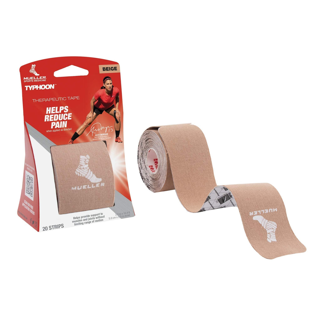 Mueller Sports Medicine Typhoon Kinesiology Therapeutic Tape, Pre-Cut I-Strips, Beige, 20 Count - BeesActive Australia