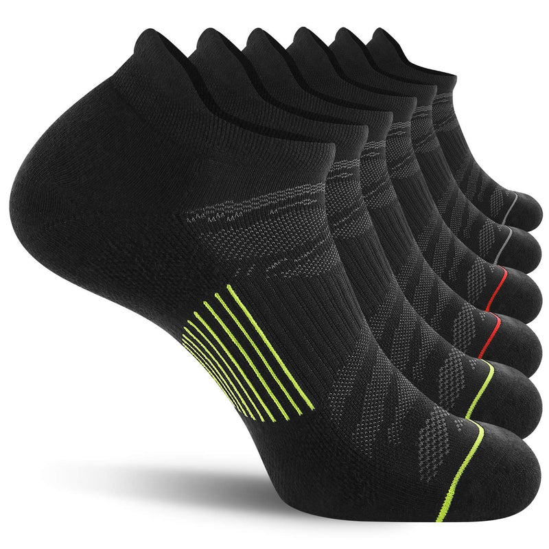 Fitrell Men's 6 Pack Ankle Running Socks Low Cut Cushioned Athletic Sports Socks 9-12/ 12-15 Black+gray-green-red - BeesActive Australia