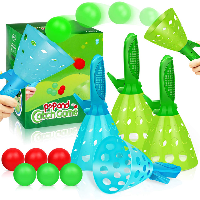 Outdoor Indoor Game Activities for Kids, Pop-Pass-Catch Ball Game with 4 Catch Launcher Baskets and 6 Balls, Birthday Party Favors Gifts Summer Beach Sport Toys for Kids Age 5 6 7 8 9 10+ and Adults - BeesActive Australia