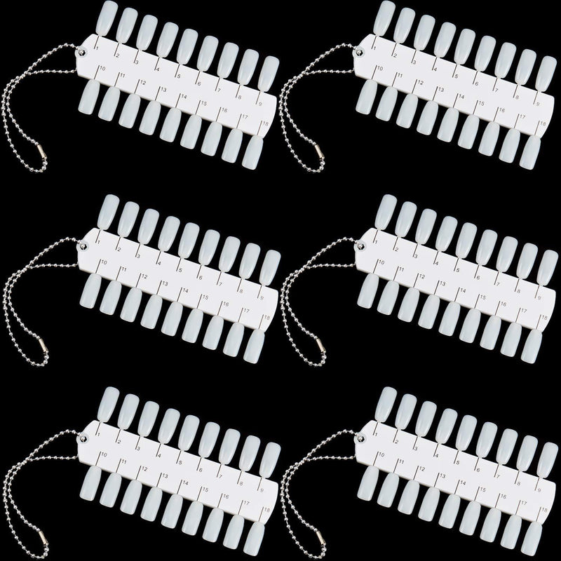 6 Sets 216 Tips Double Layer Nail Color Display Card Plastic Polish Board Nail Tips Display Palette Board with Chain for Nail Art Practice Design Training - BeesActive Australia