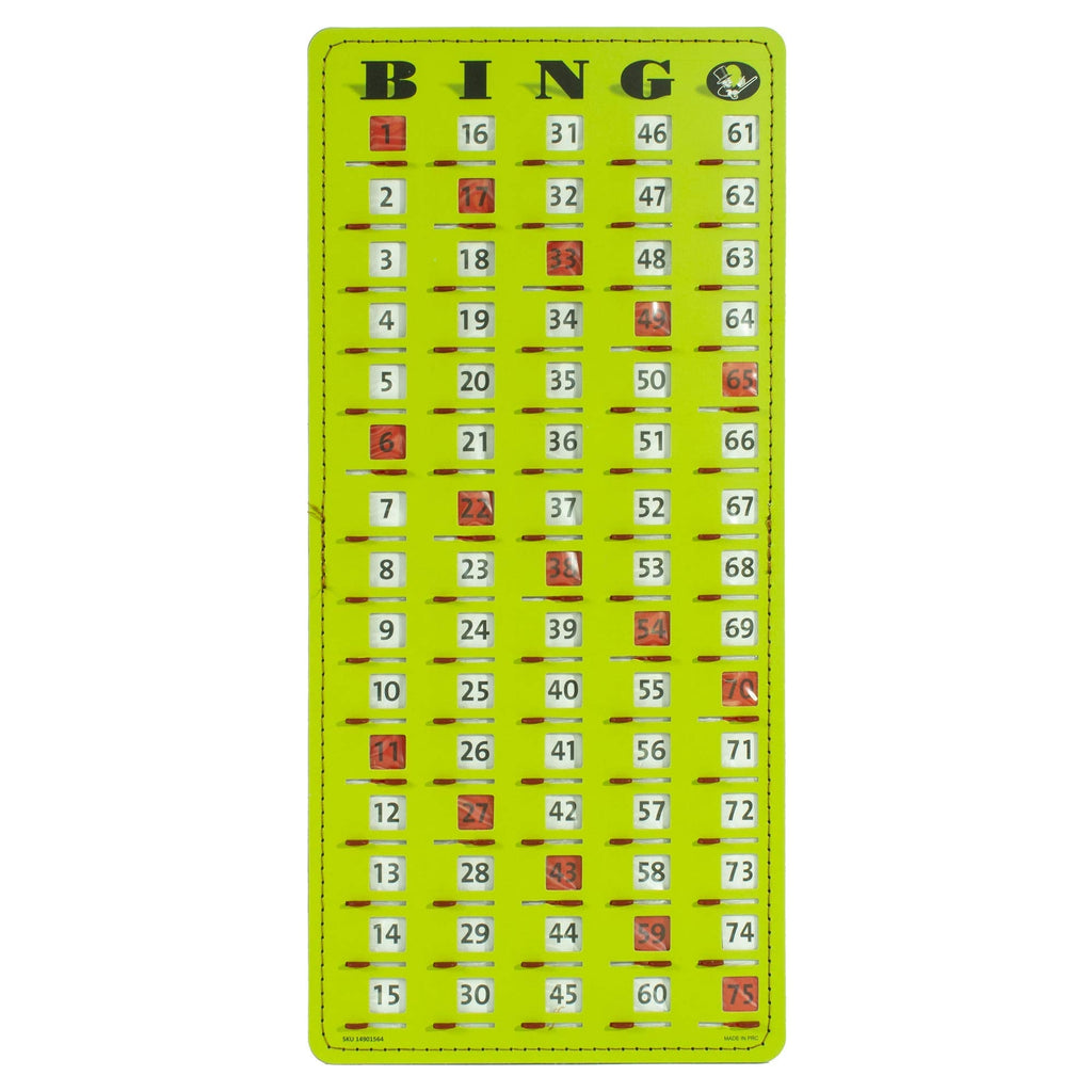 MR CHIPS Jam-Proof Master Board Bingo Cards Slide Shutter - Deluxe - Stitched Borders - 14.75" H x 6.75" W Bright Green - BeesActive Australia