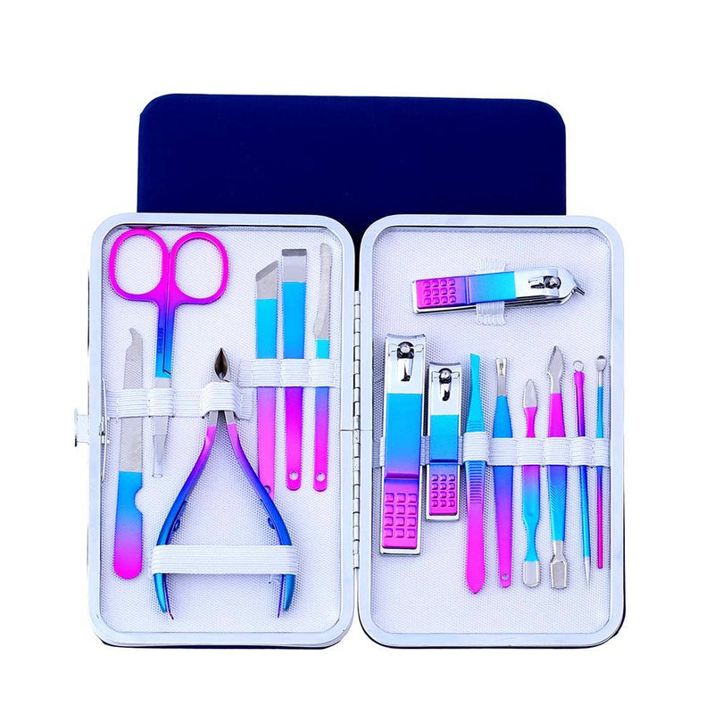 SHICEN Manicure Set Professional Nail Clippers Kit Pedicure Care Tools, Professional Women Grooming Kit 15Pcs for Travel or Home 2021 Upgraded Version with Luxurious Travel Case - BeesActive Australia