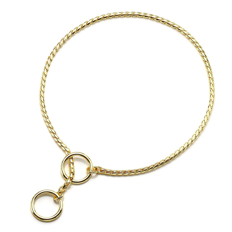 Filhome Metal Chain Dog Choke Collar, Puppy Pet Snake Chain Stainless Steel Slip Chain Collar for Dogs Walking Training¡­ 3.0mm x 16.0 inch Gold - BeesActive Australia