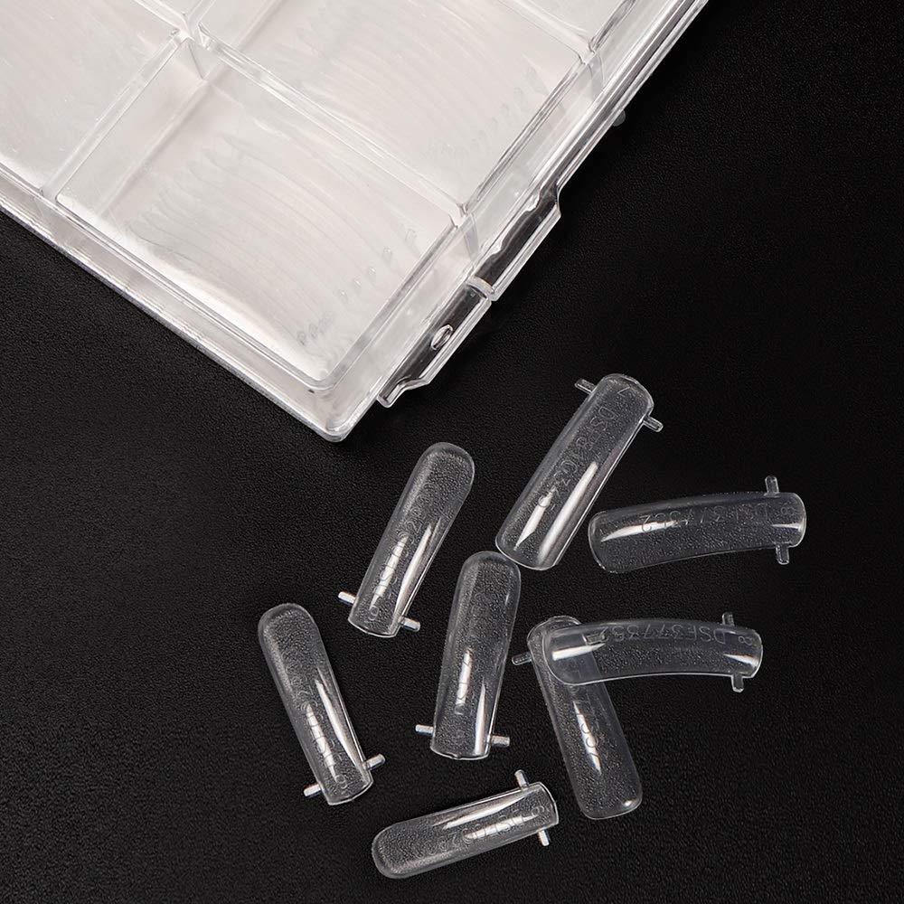 LIARTY 100Pcs Extend Glue Model False Nail Art Tips Acrylic Fake Nail Tools Kit, 10 Sizes for Nail Art Salons and Home DIY (transparent) transparent - BeesActive Australia