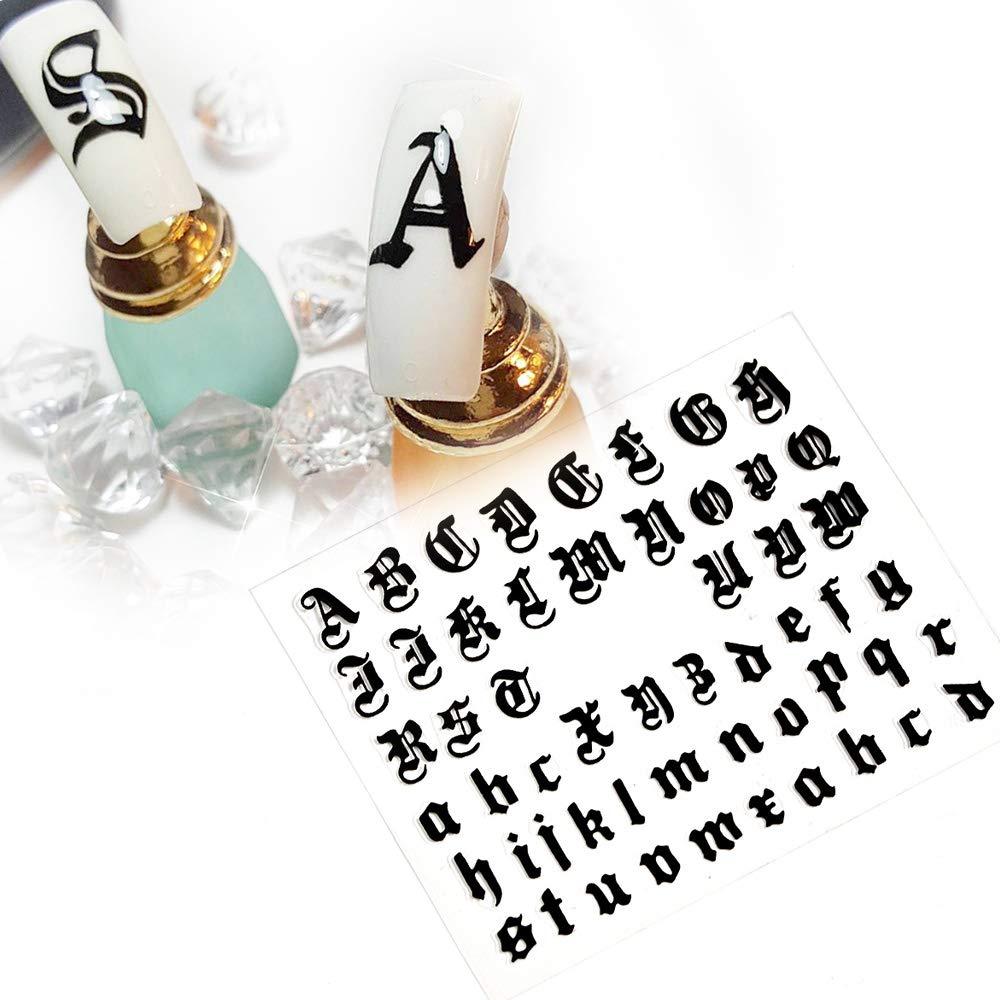 5sheet/lot 3D Letter Nail Art Sticker Nail Decal Old English alphabet Character Nail Sticker Decals Nail Decoration DIY - BeesActive Australia