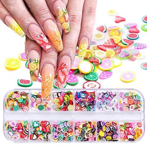 Fruit Flowers Nail Art Slices, CHANGAR 3D DIY Nail Art Fimo Slime Supplies Stickers Decoration Fruits Flowers Strawberry Lemon smiling face Cartoon for DIY Crafts, Nail Art and Cellphone Decoration - BeesActive Australia