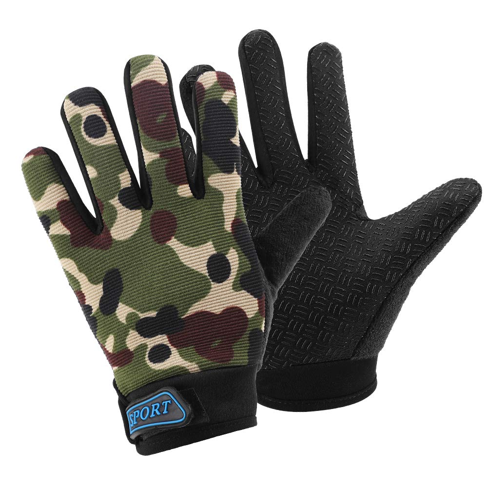 Accmor Kids Cycling Gloves, Kids Fishing Gloves, 4-10 Years Boys Girls Kids Sport Gloves, Breathable Non-Slip Full Finger Gloves for Child Cycling Climbing Riding Biking Outdoor Sports A-Camo - BeesActive Australia