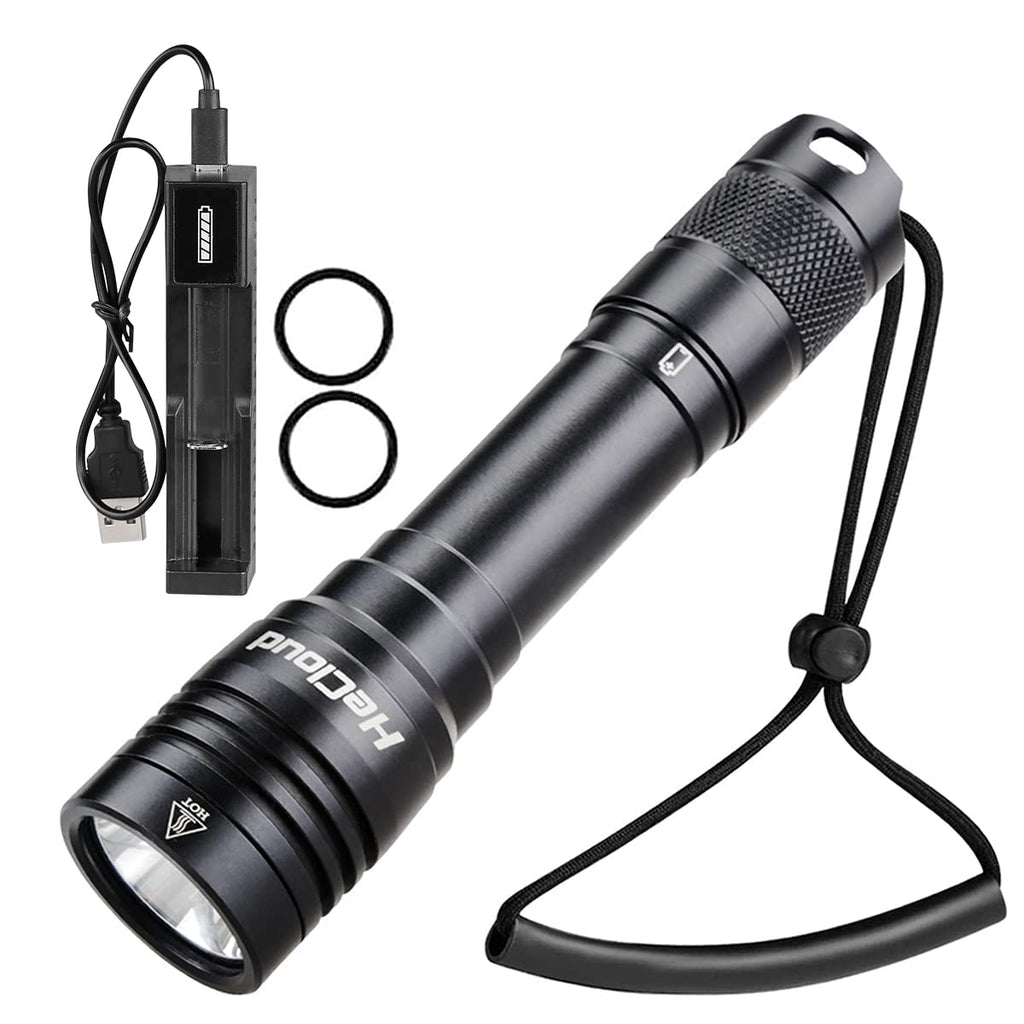 HECLOUD Scuba Diving Flashlight Dive Torch 1200 Lumens IPX8 Waterproof Underwater Safety Light with USB Charger 4 Modes for Submarine Deep Sea Cave at Night Daily Use - BeesActive Australia