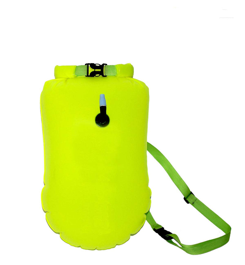 MARJAQE Swim Buoy,20L Storage Swimming Life-Saving Dry Drift Bag for Open Water Swimmers, Triathletes, Kayakers and Snorkelers, Highly Visible Buoy Float for Safe Swim Training Fluo Green - BeesActive Australia