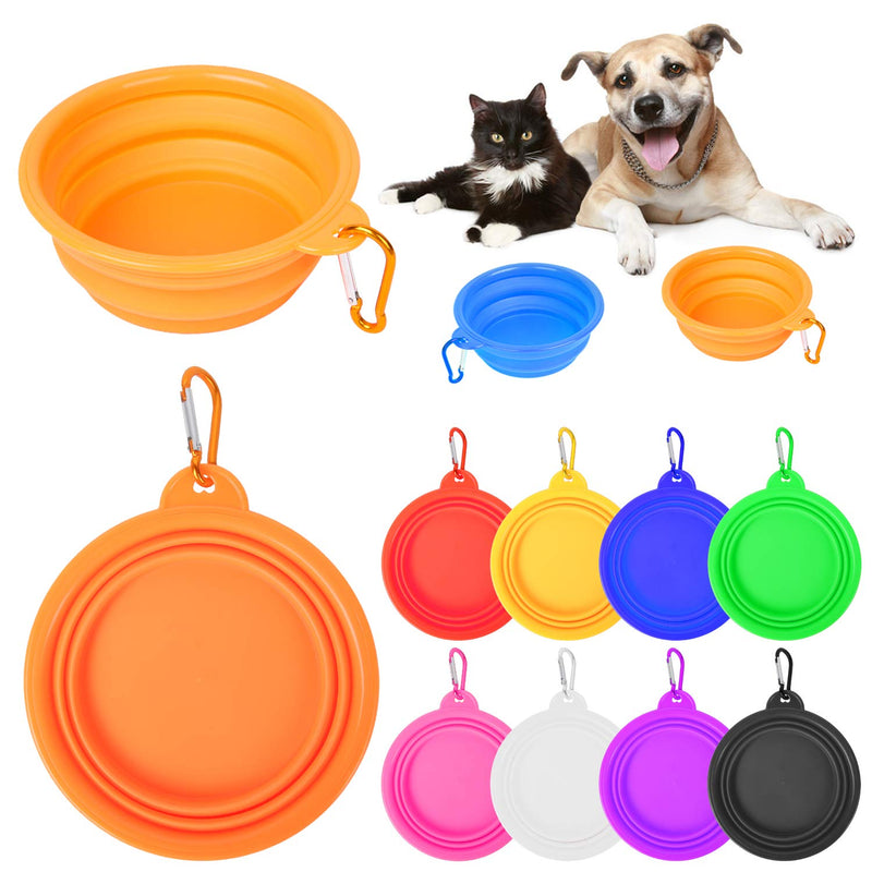 PROLOSO 9 Pcs Collapsible Dog Bowl Foldable Expandable Silicone Cup Dish for Pet Cat Food Water Feeding Portable Travel Bowl with Carabiner - BeesActive Australia