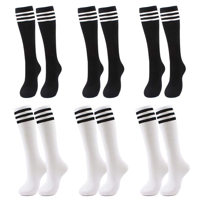 Soccer socks youth boys,kids football socks, sport team white black knee high socks for youth boys girls kids, best for running,6 pairs soccer socks for kids (7-12 years old) - BeesActive Australia