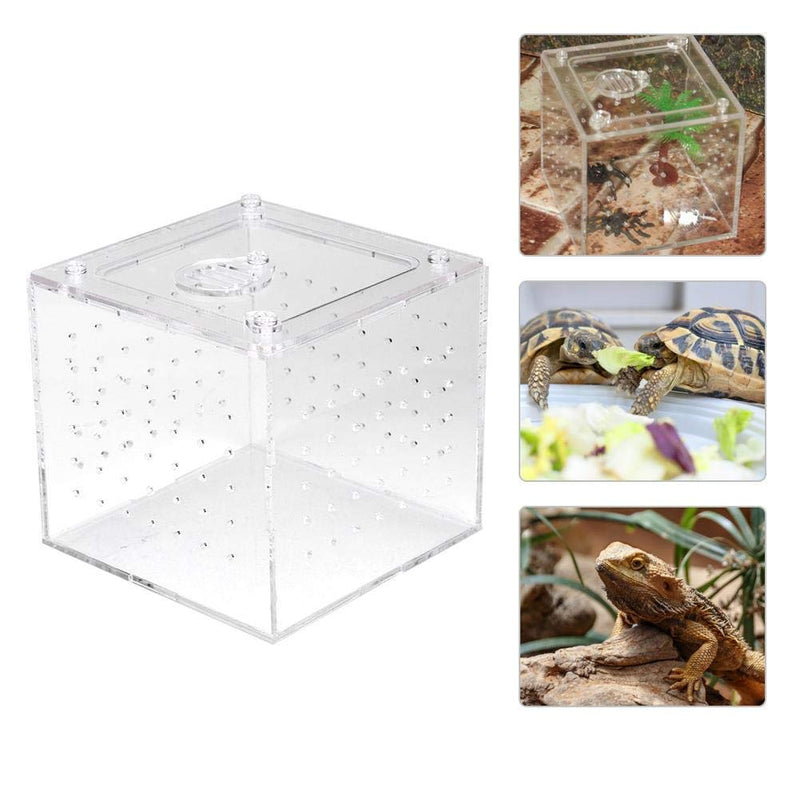 ViaGasaFamido Transparent Reptile Insect Viewing Box, Live Food Storage Acrylic Reptile Breeding Box for Spider Crickets Snails Tarantulas Geckos 3.9x3.9x3.5inch - BeesActive Australia