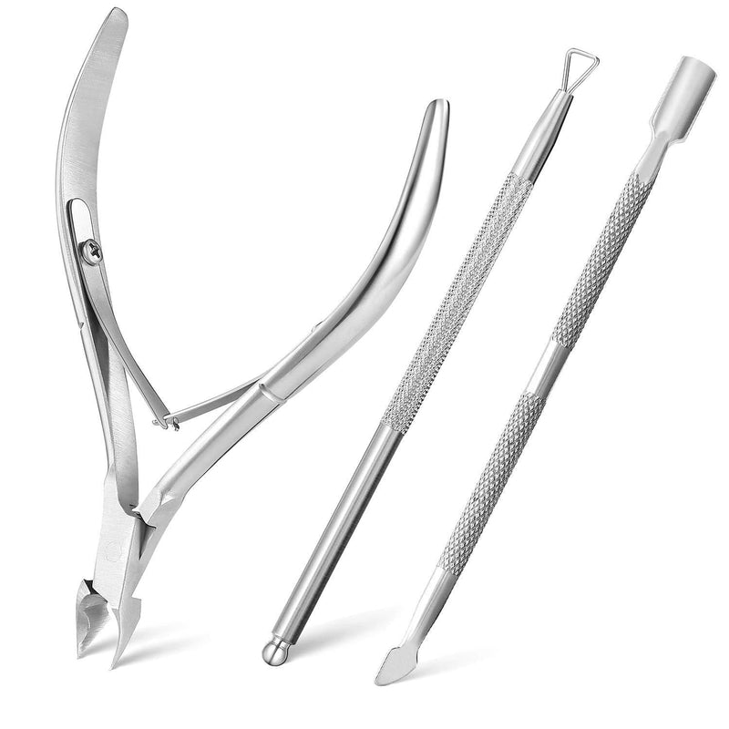 Cuticle Trimmer with Cuticle Pusher -Cuticle Remover Cuticle Nippers Professional Stainless Steel Cuticle Pusher and Cutter Clippers Durable Pedicure Manicure Tools for Fingernails and Toenails - BeesActive Australia