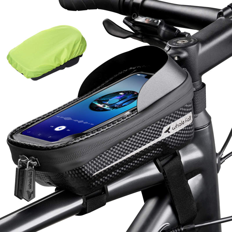 whale fall Waterproof Bike Frame Bag Bike Phone Bag Bicycle Cell Phone Holder for GPS - Bicycle Bag Frame Hard Eva Navi Pressure-Resistant Handlebar Bag TPU Touch-Screen with Sun-Visor and Rain Cover - BeesActive Australia