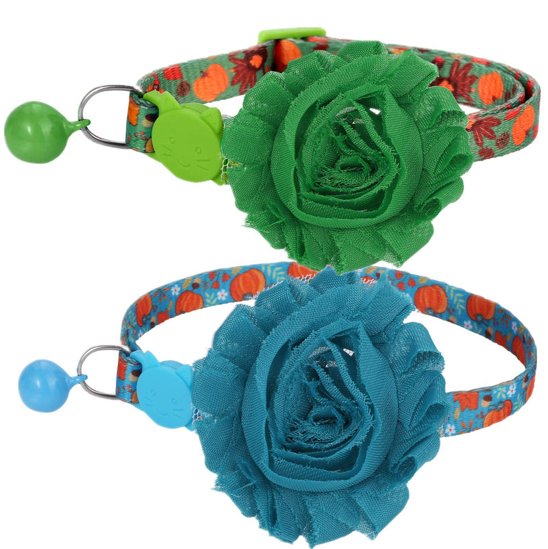 BoomBone Thanksgiving Cat Collar with Detachable Flowers,2 Pack Cute Kitten Collar Breakaway with Bell - BeesActive Australia