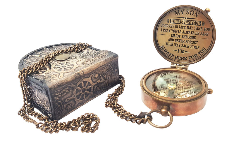 The New Antique Store - Compass with Case/Gift for Son/to My Son Gifts/Mom to Son Gift (to My Son) - BeesActive Australia