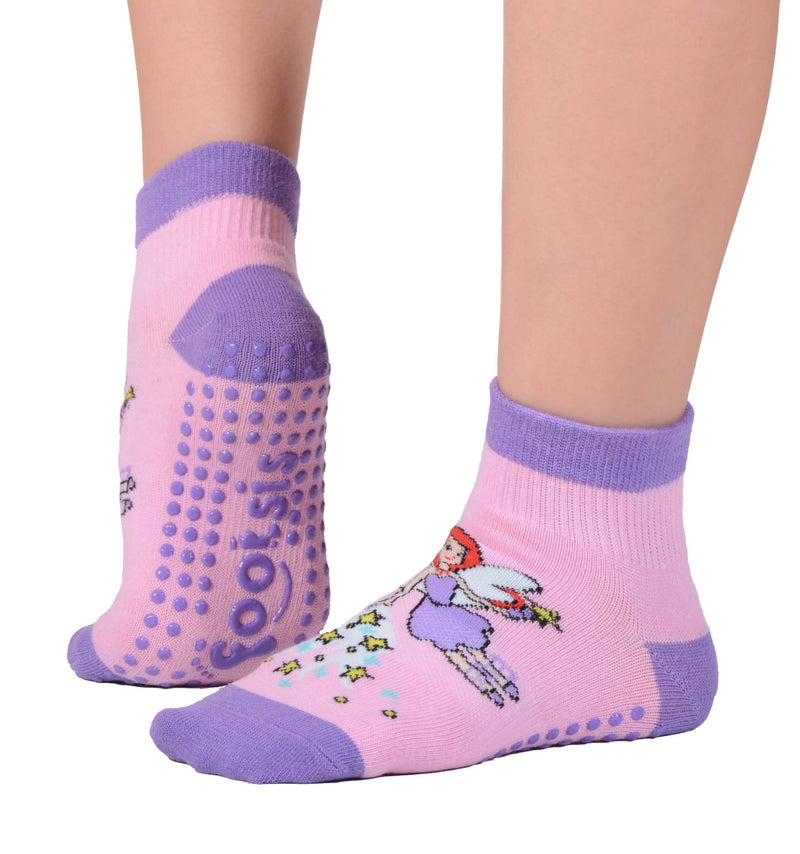 FOOTSIS Non Slip Grip Socks for Yoga, Pilates, Barre, Home, Hospital ,Mommy and Me classes "Fairy" X-Small - BeesActive Australia