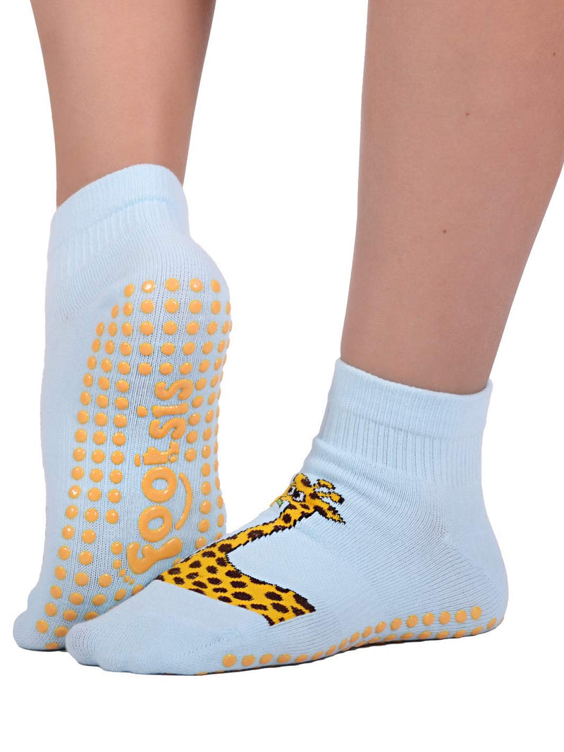 FOOTSIS Non Slip Grip Socks for Yoga, Pilates, Barre, Home, Hospital ,Mommy and Me classes "Giraffe" Large - BeesActive Australia