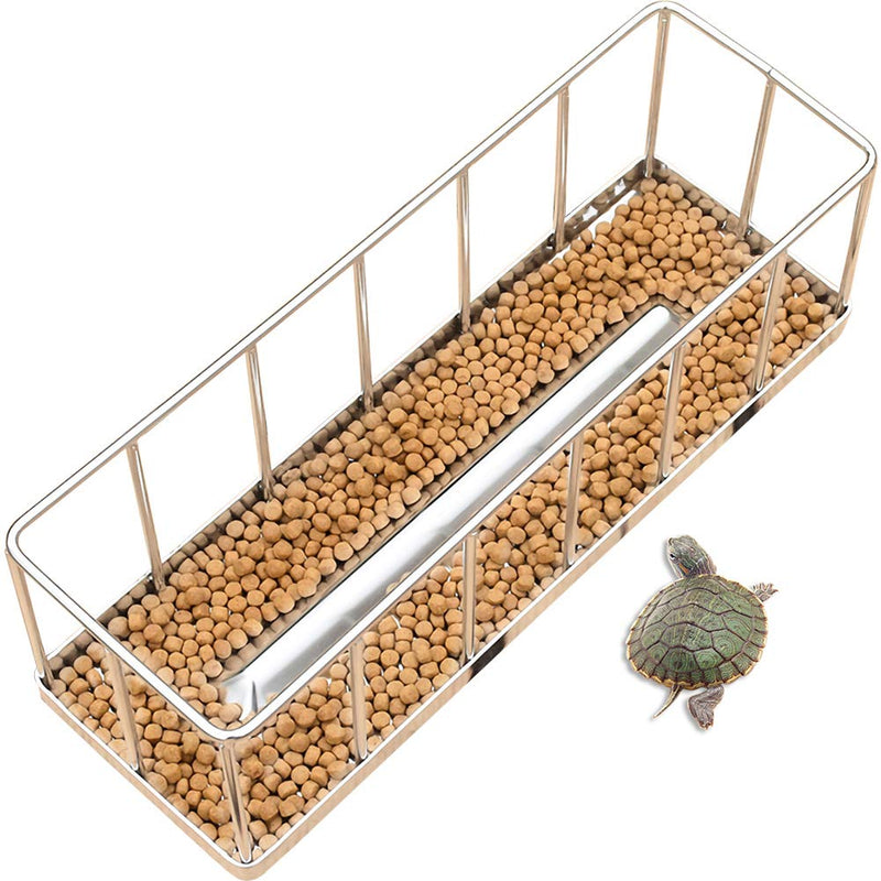 La La Pet® Stainless Steel Reptile Turtle Food Water Dispenser Feeder Food Bowl Feeding Dish for Lizard Tortoise Chameleon L Rectangle - BeesActive Australia