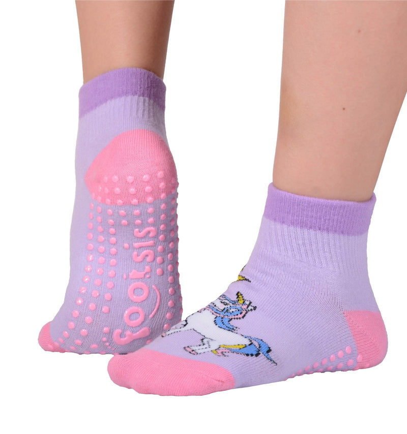 FOOTSIS Non Slip Grip Socks for Yoga, Pilates, Barre, Home, Hospital ,Mommy and Me classes "Unicorn" Large - BeesActive Australia