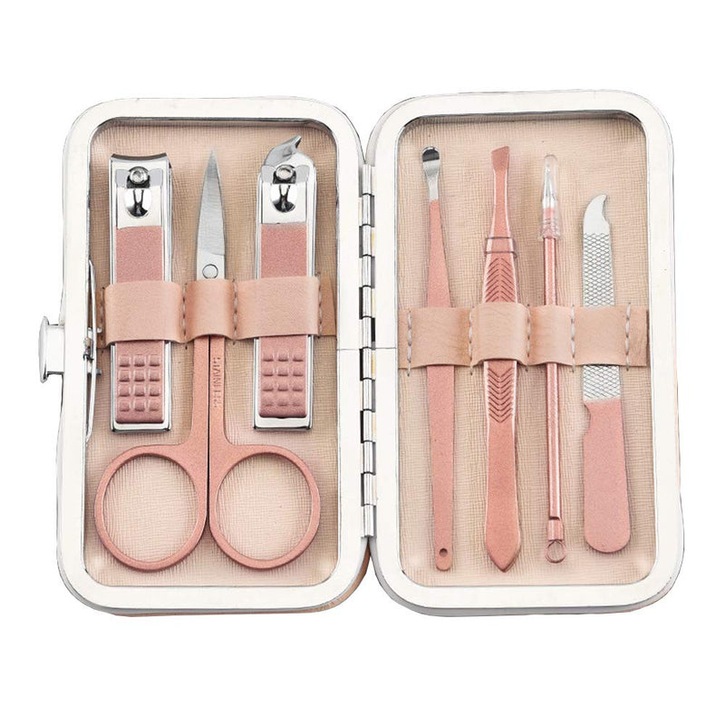 Outtmer Professional stainless steel manicure and beauty set, Nail Art Manicure and toenail tool set, beauty manicure and nail file tool set, stainless steel nail clipper set 7pcs (Rose Gold) - BeesActive Australia