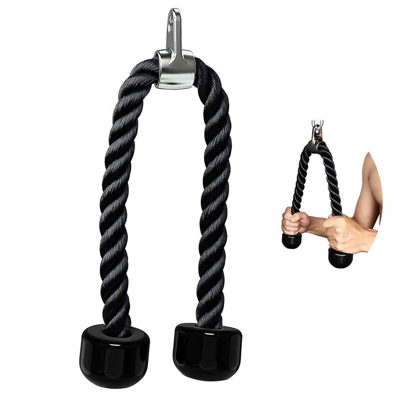 tchrules Universal Tricep Rope Pull Down, 27 Inch Heavy Duty Rope Length, Easy to Grip & Non Slip Cable Workout Exercise Machine Attachment, Suitable for Professional Gyms Black - BeesActive Australia