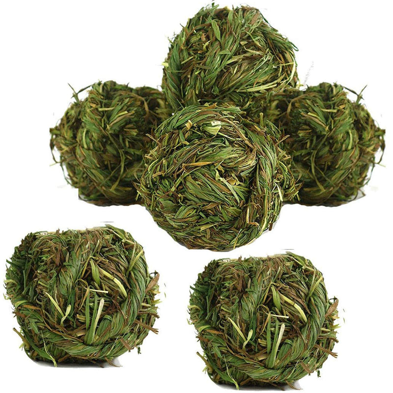 Rabbit Chew Ball Timothy Grass Grinding Small Animal Activity Play Chew Toys for Bunny Rabbits Hamster Guinea Pigs Gerbils 6PCS grass ball - BeesActive Australia