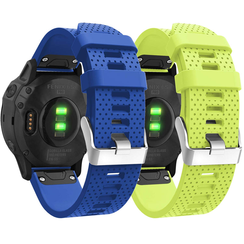 Silicone Bands Compatible with Garmin Fenix 5S/5S Plus/6S/6S Pro/D2 Delta S, Soft Breathable Non-slip Pinhole Rubber Replacement Watch Strap for Fenix 6S/5S Smartwatch Accessories for Women Men Blue Green - BeesActive Australia