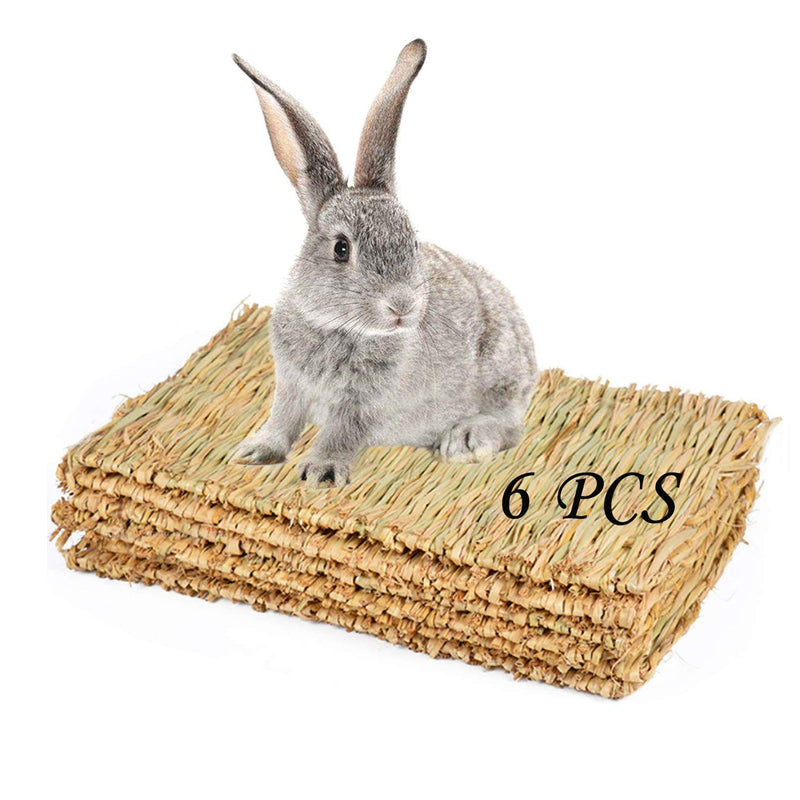 PINVNBY Grass Mat for Rabbit, Bunny Natural Straw Woven Bed, Small Animal Cages Hay Mat Sleeping Chewing, Nesting and Toys for Bunny Guinea Pig Hamster and Rat Bed Mat 6 Pcs - BeesActive Australia