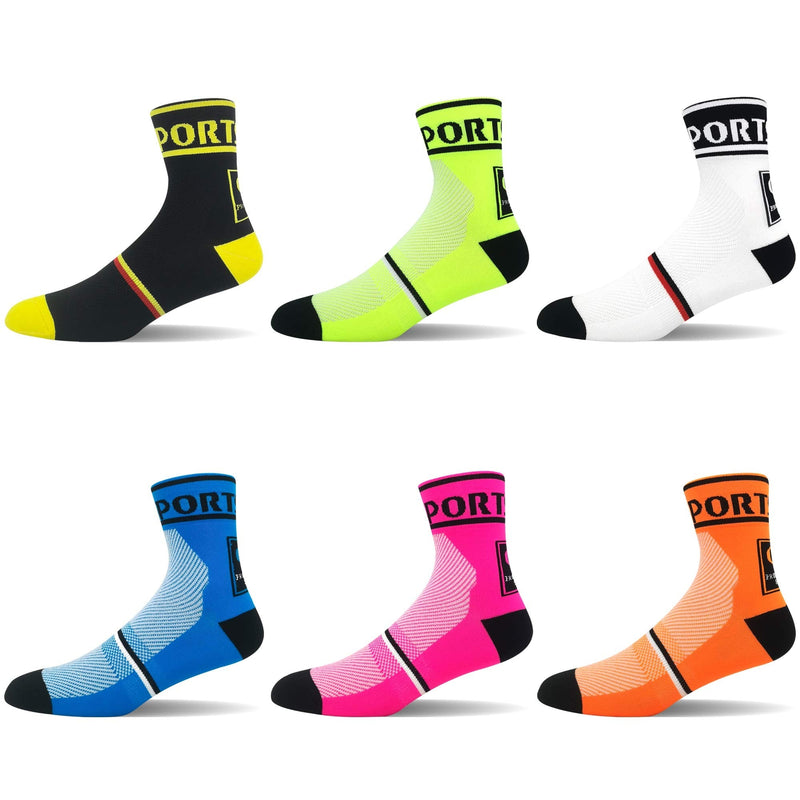 Women and Men's Cycling Socks Breathable Athletic Running Sports Mountain Bike, Road Bicycle Ankle Socks 6 Pairs 10-13 - BeesActive Australia