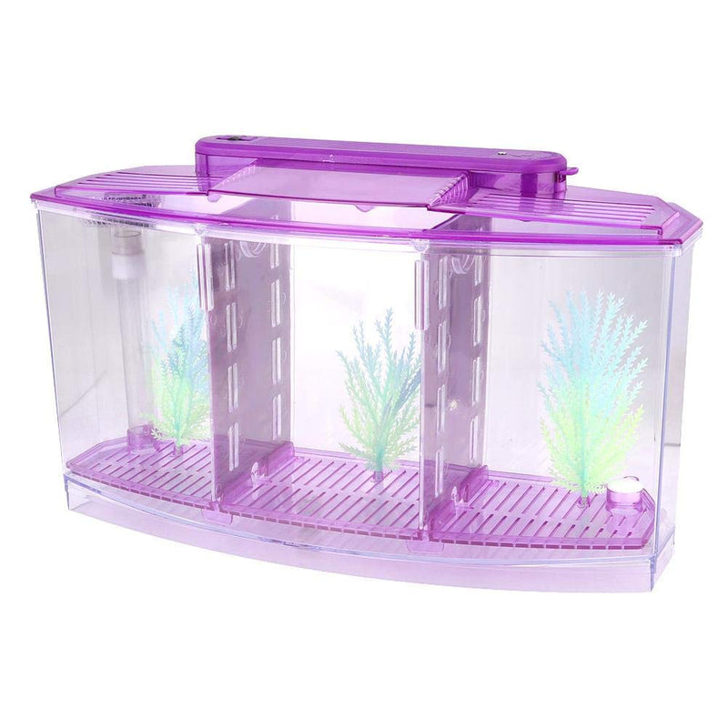 Sutinna Fish Tank, Adjustable Light Isolation Acrylic Small Aquarium, with LED Light for Small Fishes for Betta with Water Change Valve Blue,White,Purple - BeesActive Australia