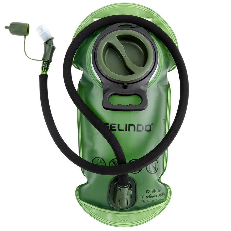 Gelindo Hydration Bladder 3L/2.5L/2L, BPA-Free Hydration Reservoir Leak-Proof, Quick Release Insulated Tube, Water Pack Replacement with Shutoff Valve for Hiking Cycling Camping 2L-Green - BeesActive Australia