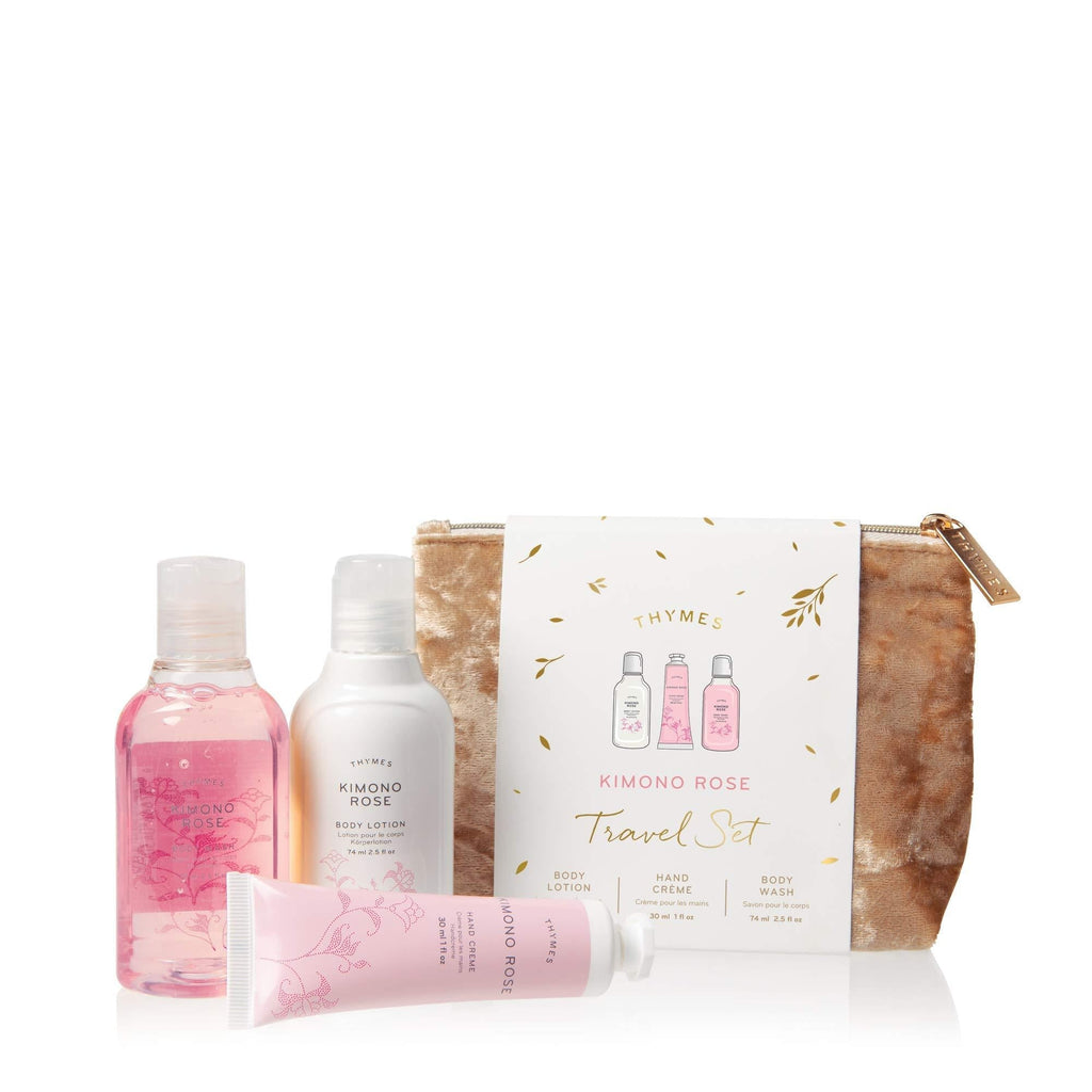 Thymes Kimono Rose Travel Set & Beauty Bag - Contains Body Wash, Body Lotion & Hand Cream - BeesActive Australia