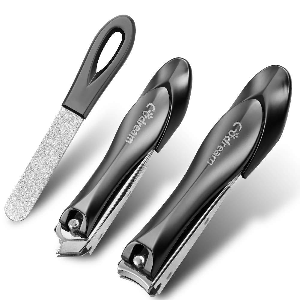 Codream Fingernail Toenail Clippers Set - Professional No Splash Nail Cutter with Catcher Unique Bionics Design for Men, Seniors, Adults - 3 PCS Nail Clippers Set Set A - BeesActive Australia