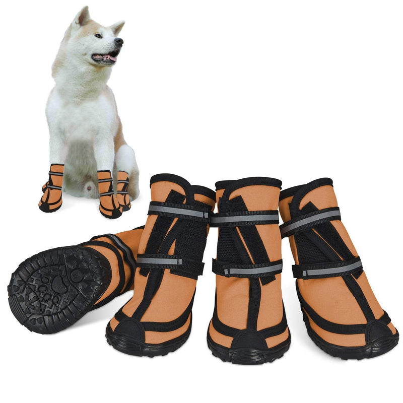 Dog Shoes for Large Dogs Medium Winter Snow Dog Booties with Adjustable Straps Rugged Anti-Slip Sole Paw - Sports Running Hiking Pet Dog Boots Protectors Comfortable Fit XL(Width 2.48in) Orange - BeesActive Australia