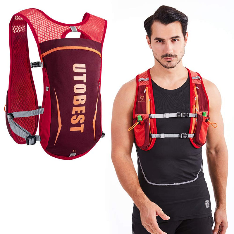 UTOBEST Hydration Running Vest for Men Women Hydration Pack 5L Lightweight Water Backpack for Trail Running Race Hiking Red Vest 5L - Only Vest - BeesActive Australia