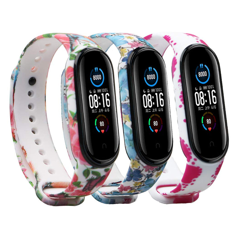 Tkasing Compatible with Xiaomi Mi Band 6 Strap/Mi Band 5 Strap,Amazfit Band 5 Strap,Colorful Wristband Strap for Amazfit Band 5 Replacement Band 3patterns-T4 - BeesActive Australia
