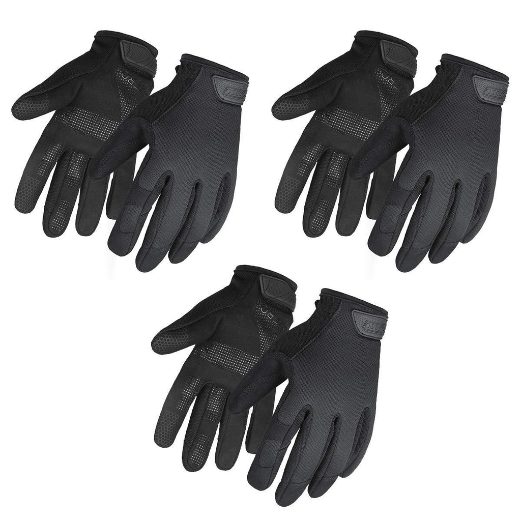 Hunting Gloves 3 Pairs Touch Screen for Tactical/Mechanic/Shooting/Driving/Motorcycle Riding/Cycling - Improved Dexterity and Extra Grip Work Glove for Men and Women (Black,Small) Small Black(3 Pairs) - BeesActive Australia