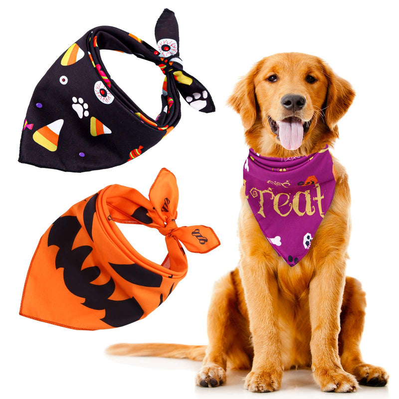 URATOT 3 Pieces Halloween Dog Bandanas Washable Halloween Pet Bibs Kerchief Costumes Accessories - BeesActive Australia