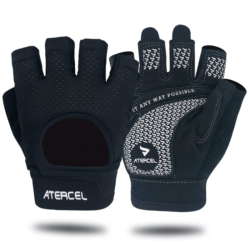 Atercel Weight Lifting Gloves Full Palm Protection, Workout Gloves for Gym, Cycling, Exercise, Breathable, Super Lightweight for Mens and Women Black Medium - BeesActive Australia