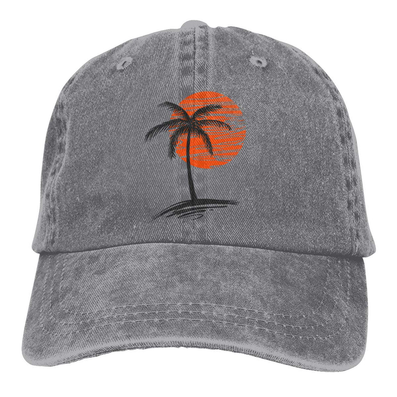 Kamaple Palm Tree Baseball Caps Summer Aloha Beaches Outdoor Adjustable Denim Dad Hat Palm Tree Sunset Grey One Size - BeesActive Australia