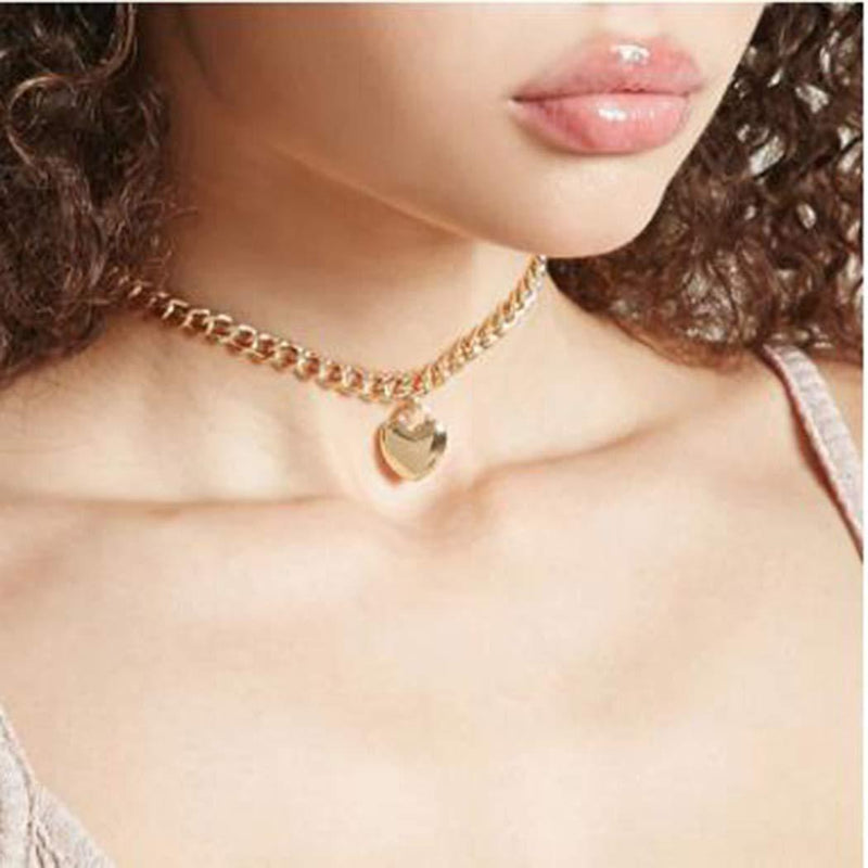 Hannah Boho Heart Necklaces Silver Short Pendant Choker Necklace Chain Jewelry for Women and Girls - BeesActive Australia