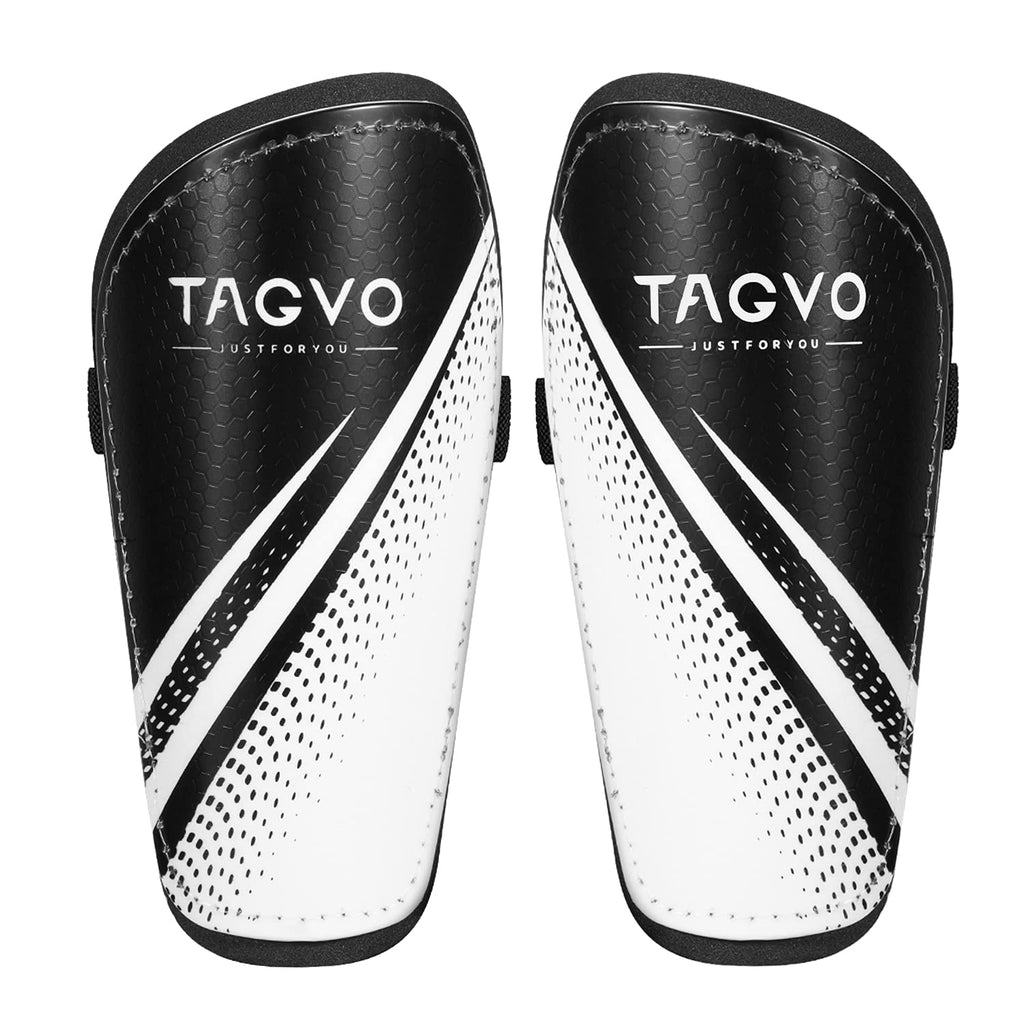 TAGVO Soccer Shin Guards, Kids Youth Lightweight Soccer Equipment with Adjustable Straps, Great Performance Soccer Shin Pads for Boys Girls Black&White Large - BeesActive Australia