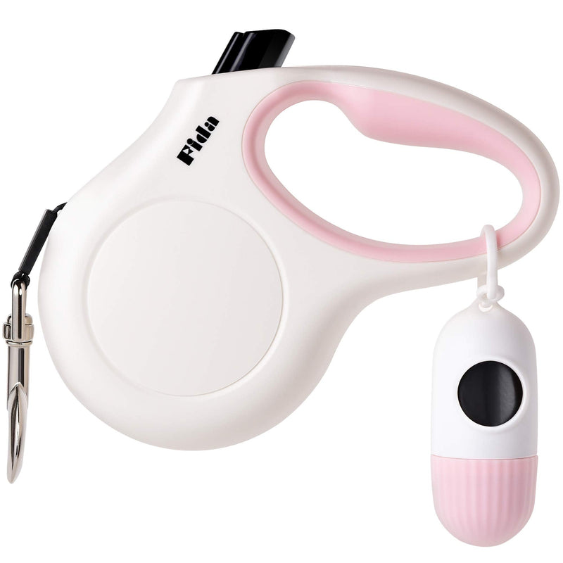 Fida Retractable Dog Leash with Dispenser and Poop Bags for X-Small/Small/Medium/Large Breed, 16 ft Heavy Duty Pet Walking Leash, Anti-Slip Soft Handle, Reflective Strong Nylon Tape, One-Handed Brake X-Small, 10ft White - BeesActive Australia