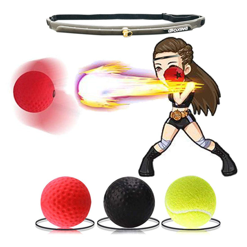 Boxing Reflex Ball 3 Difficulty Level Boxing Ball with Headband Suit for Reaction, Agility, Punching Speed, Fight Skill and Hand Eye Coordination Training for Kids and Adults 3 balls - BeesActive Australia